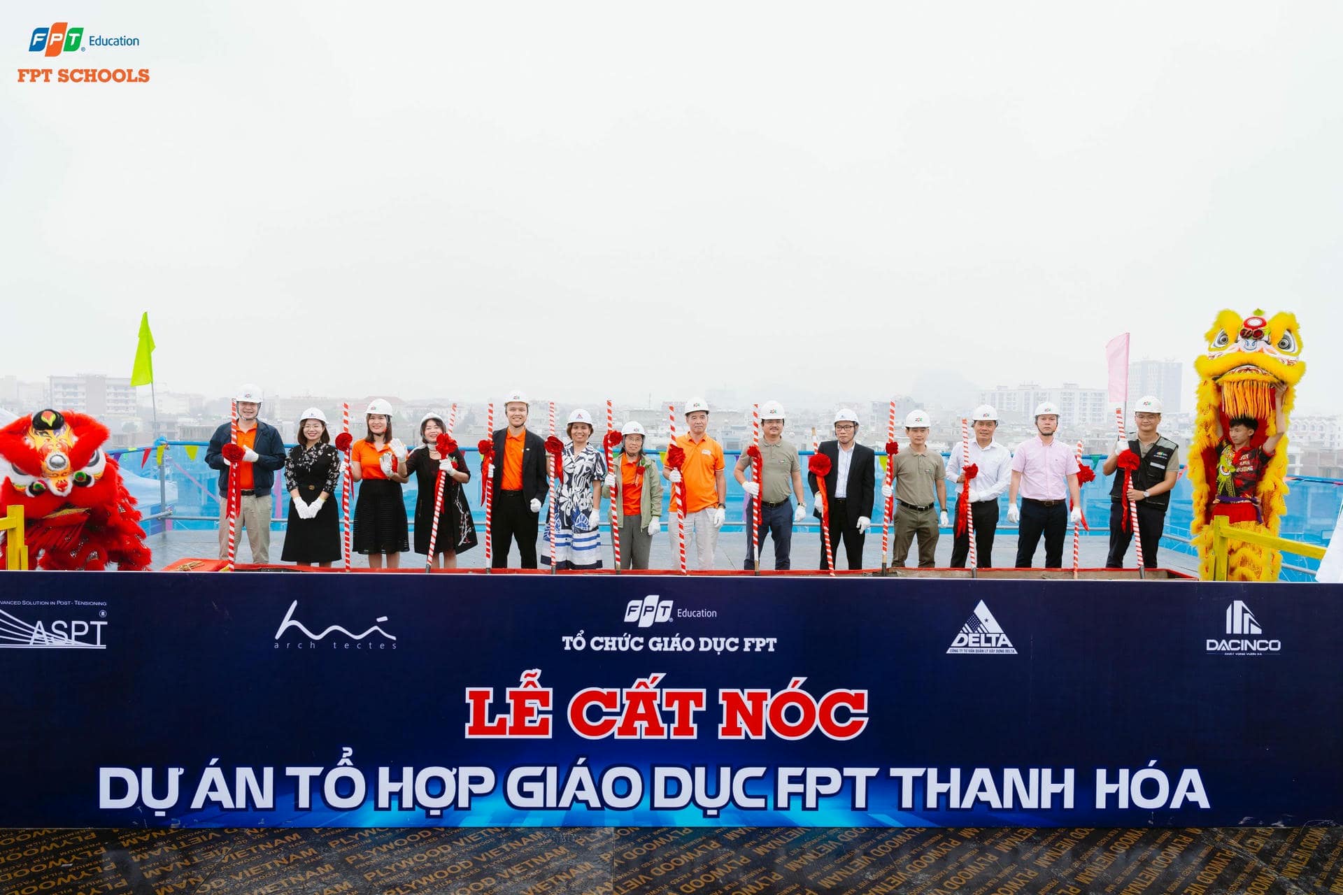 Dự án FPT UniSchool tại Thanh Hoá tổ chức lễ cất nóc chỉ sau 3 tháng thi công | FPT Schools