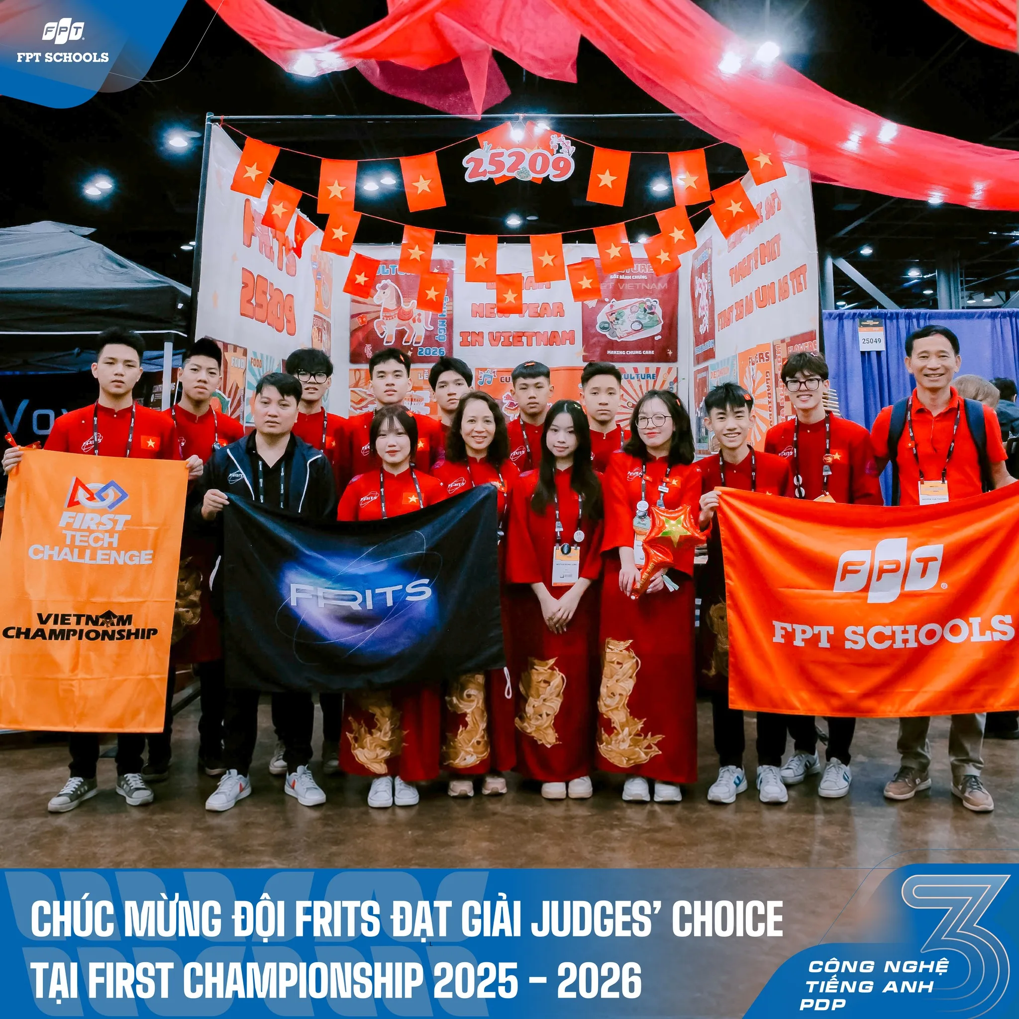 DẤU ẤN CÔNG NGHỆ TẠI HOA KỲ: ĐỘI TUYỂN FRITS CHINH PHỤC GIẢI THƯỞNG JUDGES’ CHOICE TẠI CHUNG KẾT THẾ GIỚI FIRST CHAMPIONSHIP 2025-2026 | FPT Schools