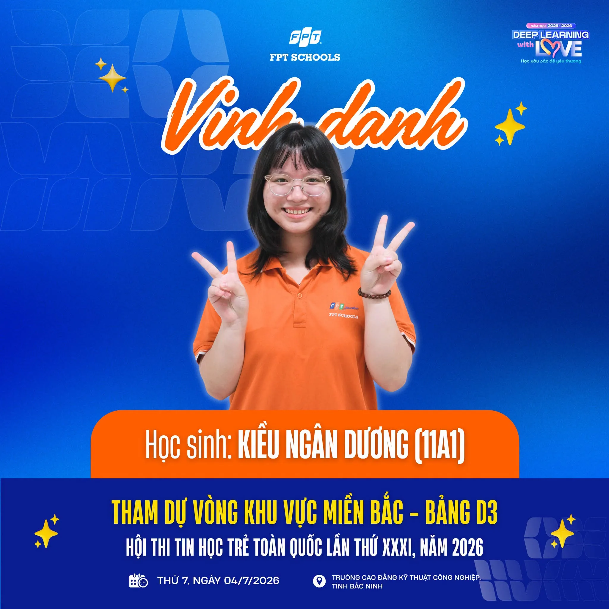 Vinh danh học sinh FPT School Hà Nam tham dự vòng Khu vực miền Bắc Hội thi Tin học trẻ toàn quốc lần thứ XXXI năm 2026 - FPT Education Vinh danh học sinh FPT School Hà Nam tham dự vòng Khu vực miền Bắc Hội thi Tin học trẻ toàn quốc lần thứ XXXI năm 2026 | FPT Schools