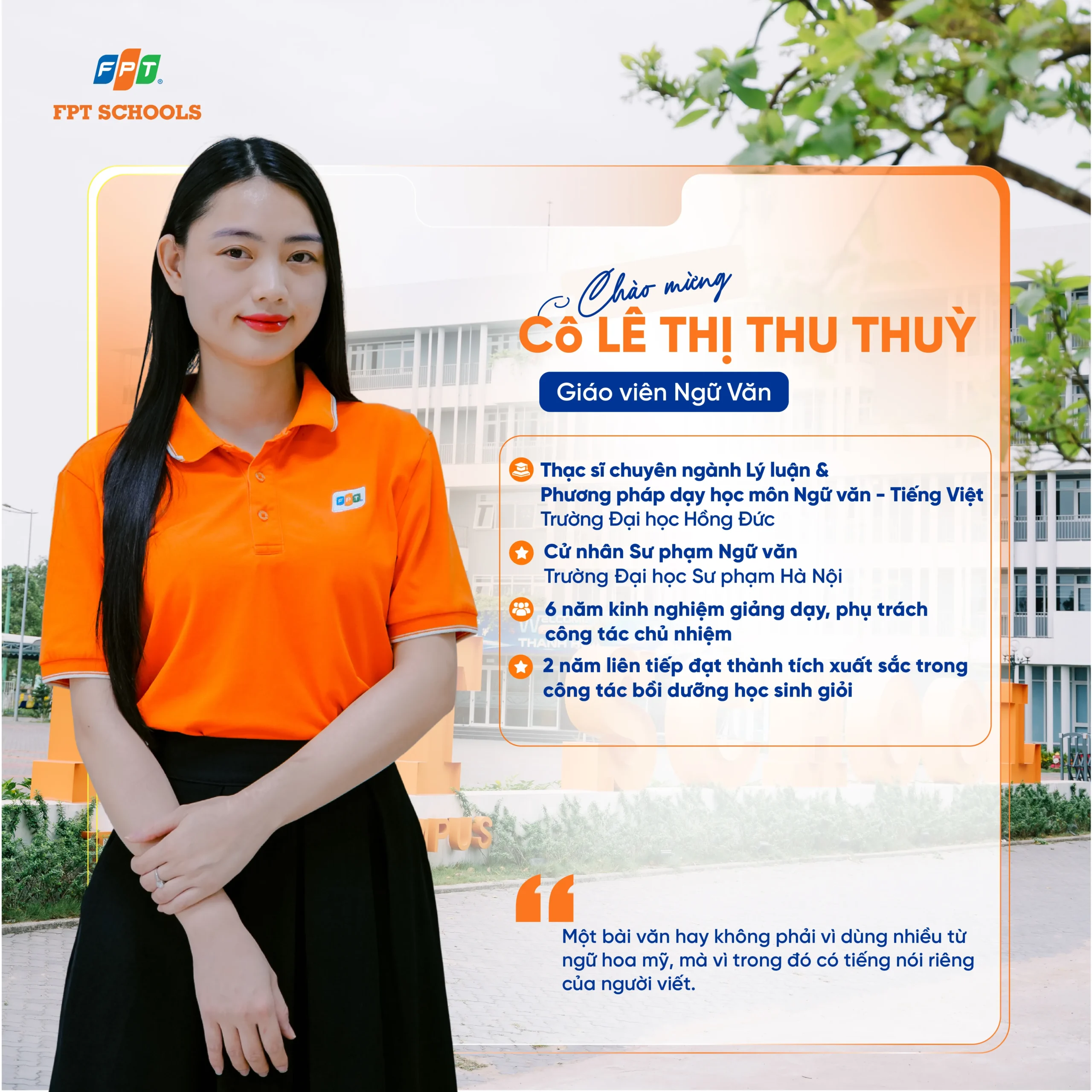 Cô Thu Thuỳ - Giáo viên ngữ văn FPT School Thanh Hoá